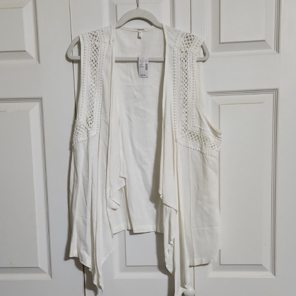 Maurices White Waterfall Vest with Draped Design